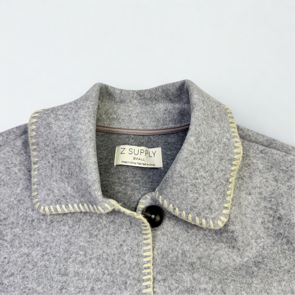 Z Supply Olivia Jacket Sz Small Whipstitch Accent Lagenlook Quiet Money Coastal - Picture 5 of 10